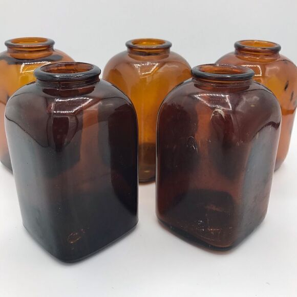 Vintage Squared Brown Glass Snuff Bottle Bundle of 5 - Picture 5 of 16